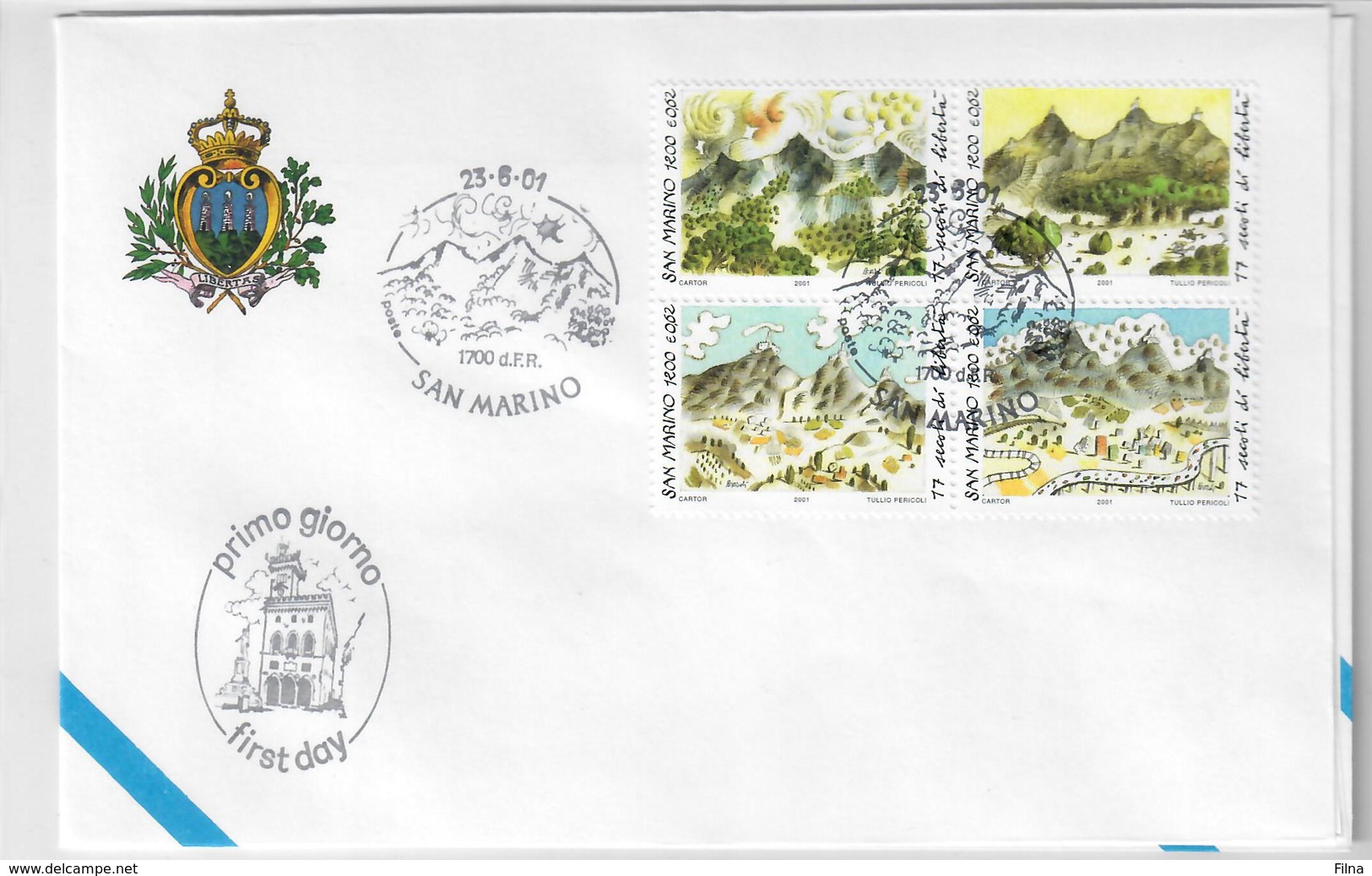 SAN MARINO 2001 - 17° CENTENARIO REPUBBLICA - MONTE TITANO   - FDC - FDC