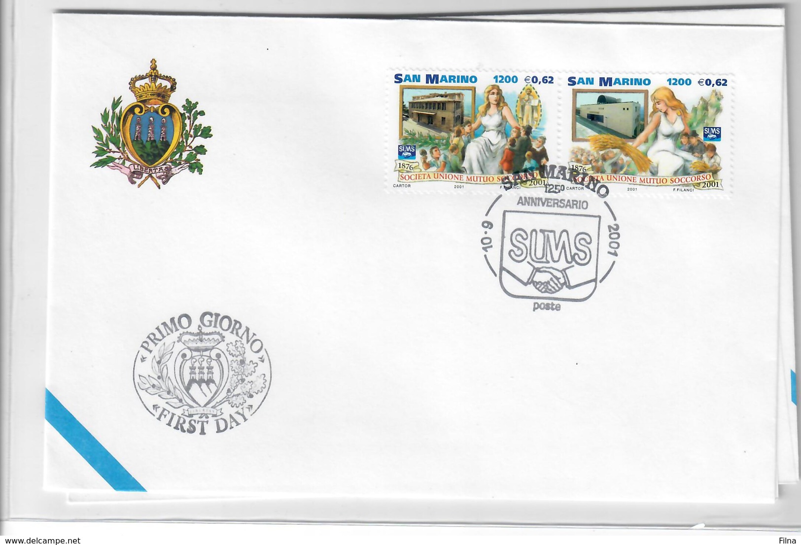 SAN MARINO 2001 - 125° S.U.M.S.  - FDC - FDC