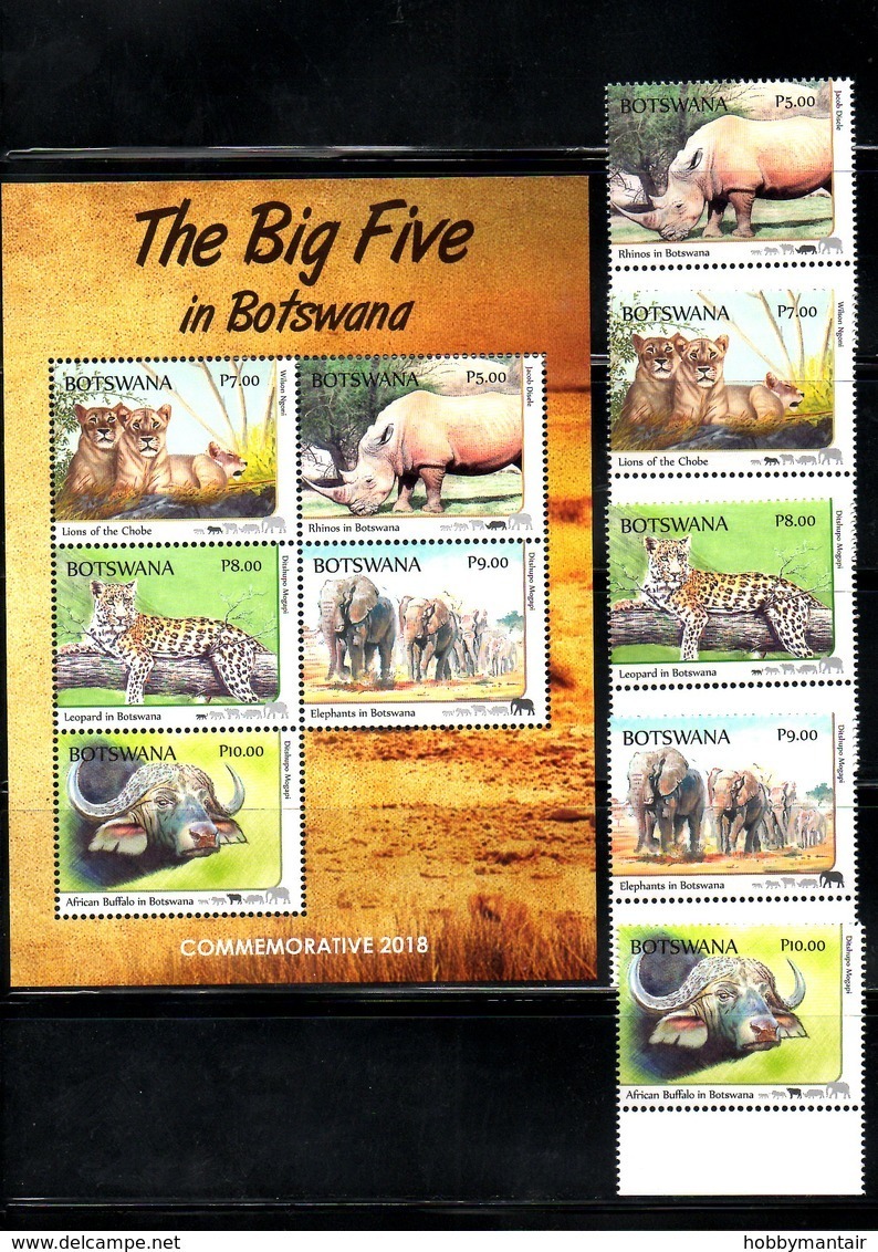 BOTSWANA, 2018 , BIG 5, ANIMALS, 5v+ S/S  MNH**, NEW!! - Autres & Non Classés