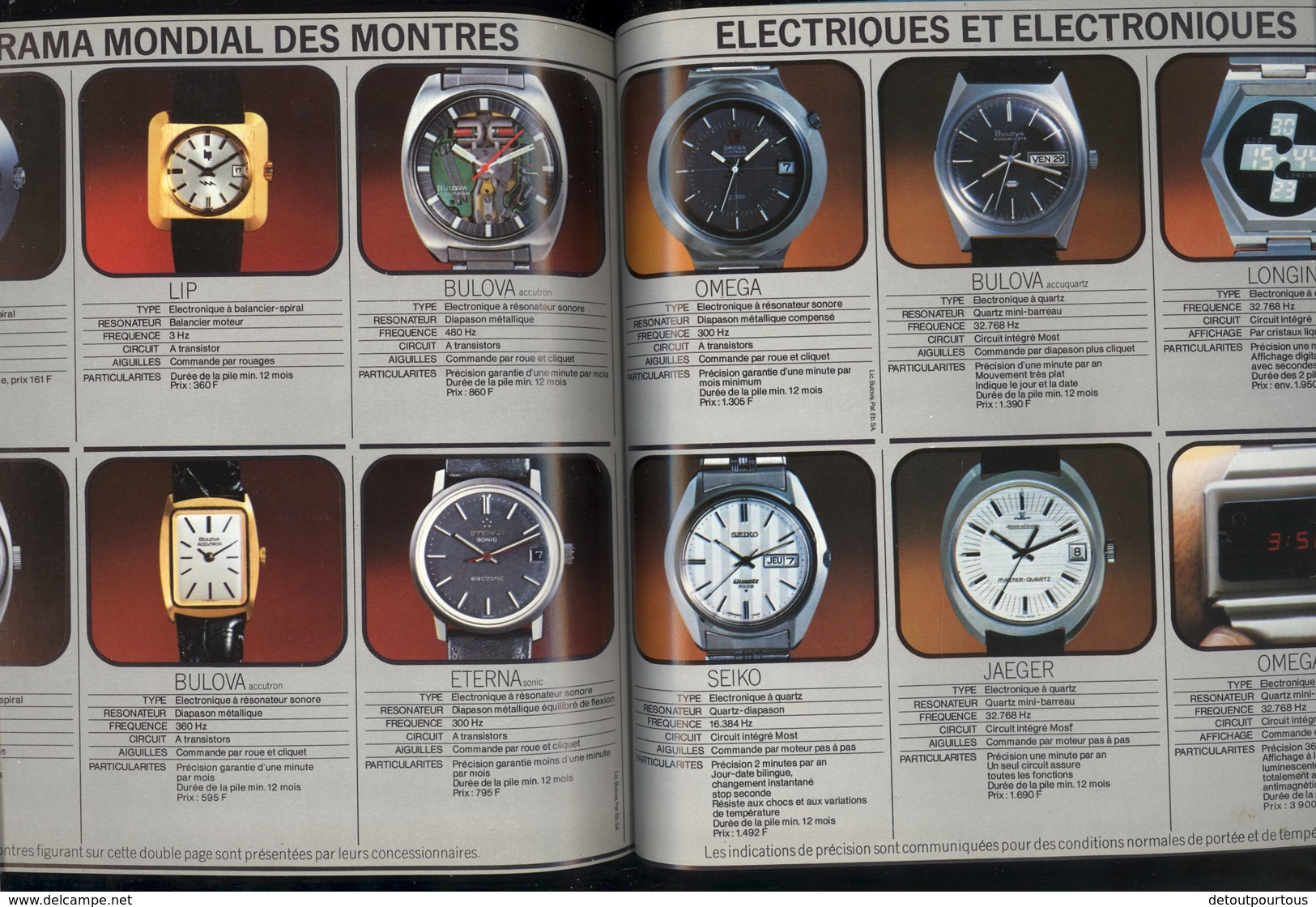 Catalogue Joaillier GAUTHERON DIJON Watches Montres JOPEL LIP LONGINES SEIKO JAEGER OMEGA ZENITH TISSOT 1973 - 1950 - ...