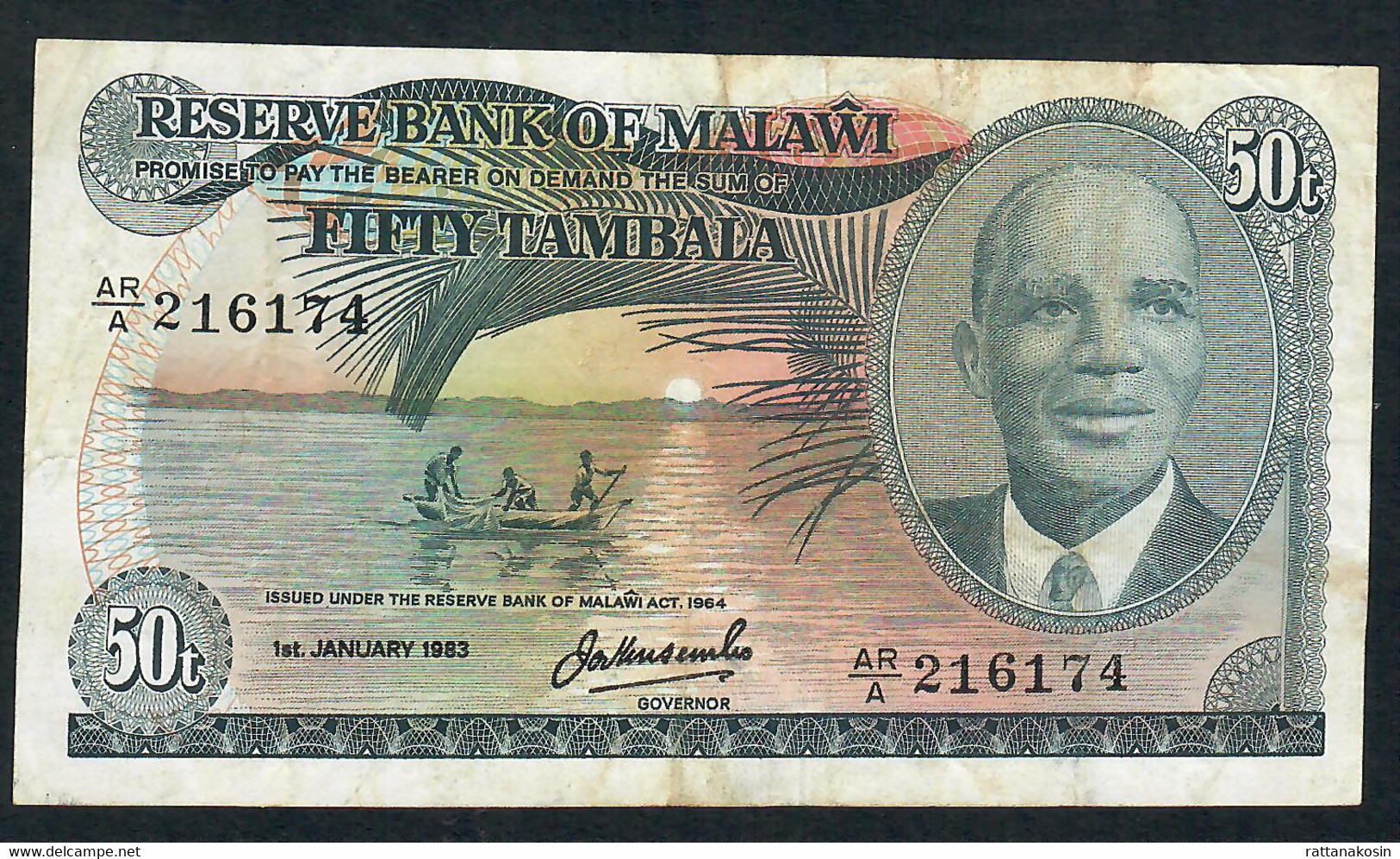 MALAWI P13e 50 TAMBALA 1983 #AR/A         VF  NO P.h. ! - Malawi