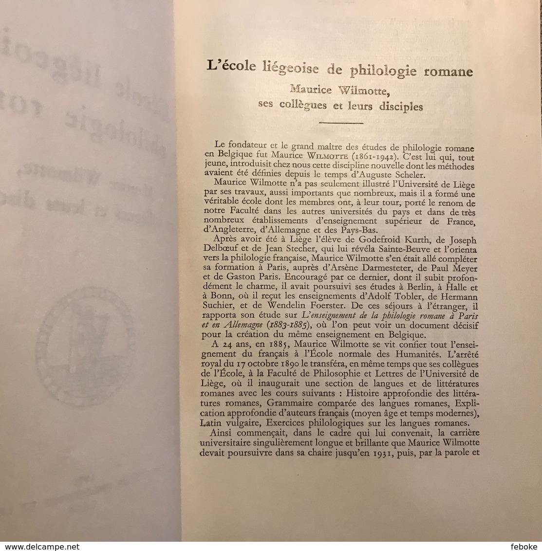 L’ECOLE LIEGEOISE DE PHILOLOGIE ROMANE DELBOUILLE & MASSART 1950 60e ANNIVERSAIRE - België