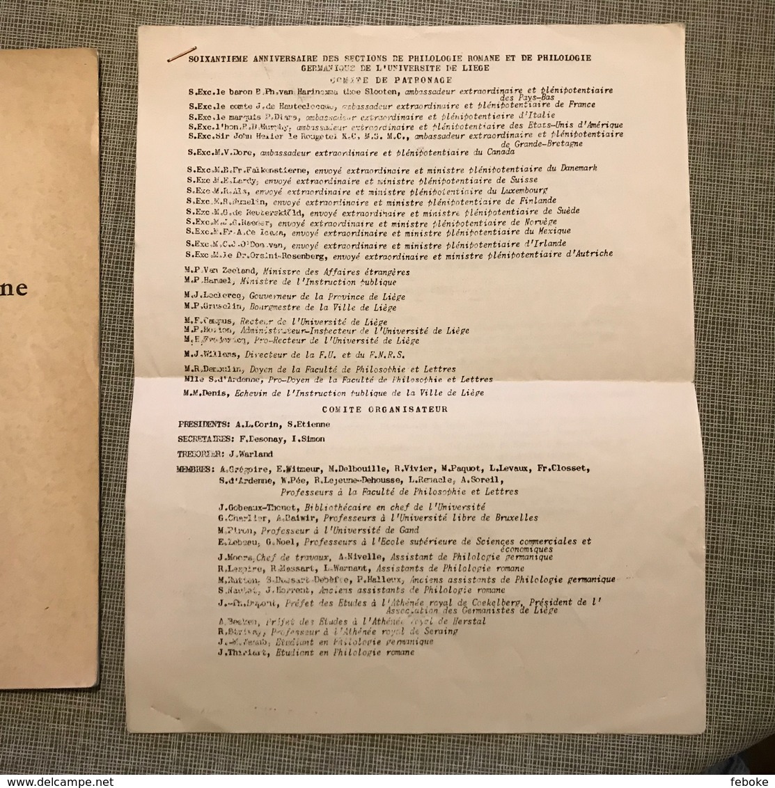 L’ECOLE LIEGEOISE DE PHILOLOGIE ROMANE DELBOUILLE & MASSART 1950 60e ANNIVERSAIRE - België