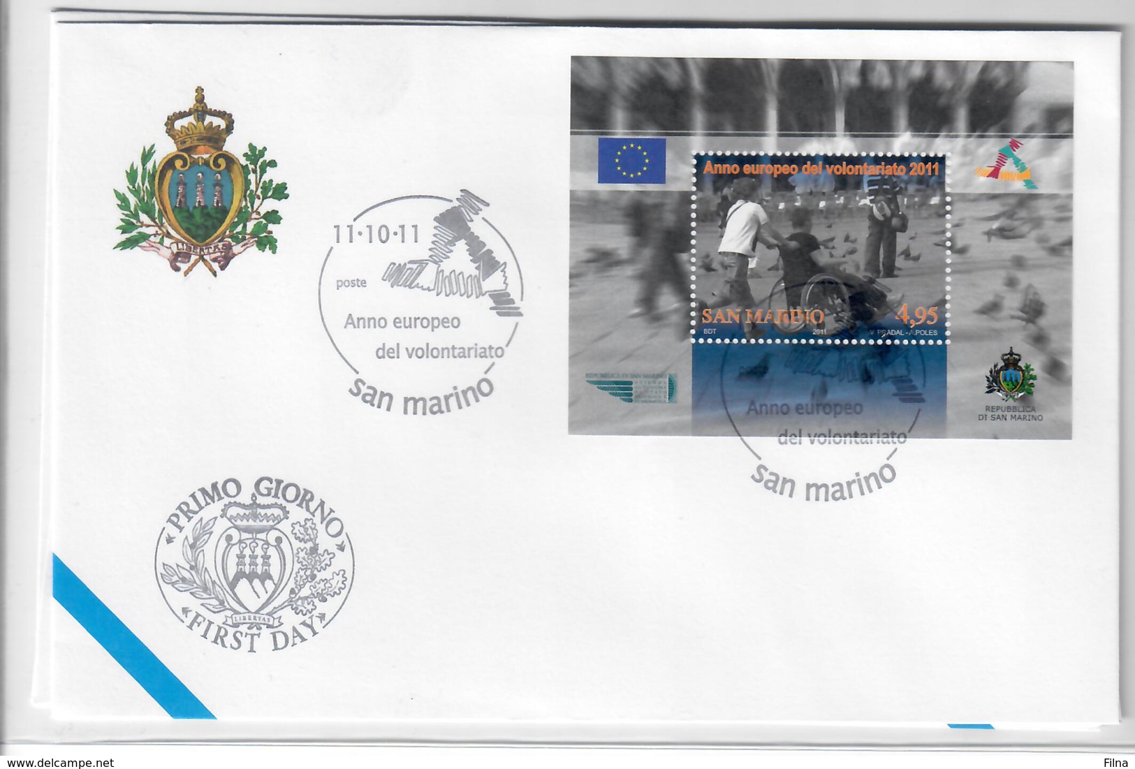 SAN MARINO 2011- ANNO INTERNAZIONALE DEL VOLONTARIATO- FDC - FDC