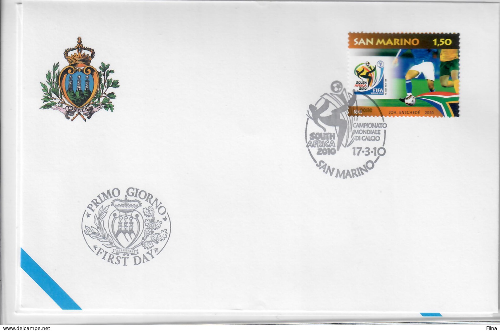 SAN MARINO 2010 - CALCIO SOUTH AFRICA 2010 - FDC - FDC