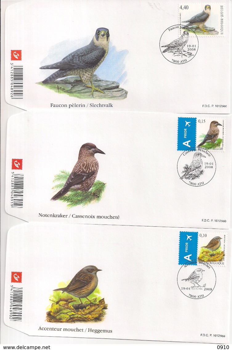 VOGELS-OISEAUX TYPE BUZIN -2008  3ST.-3749/51 FDC 1612BISA+1612BISB1612BISC - 2001-2010