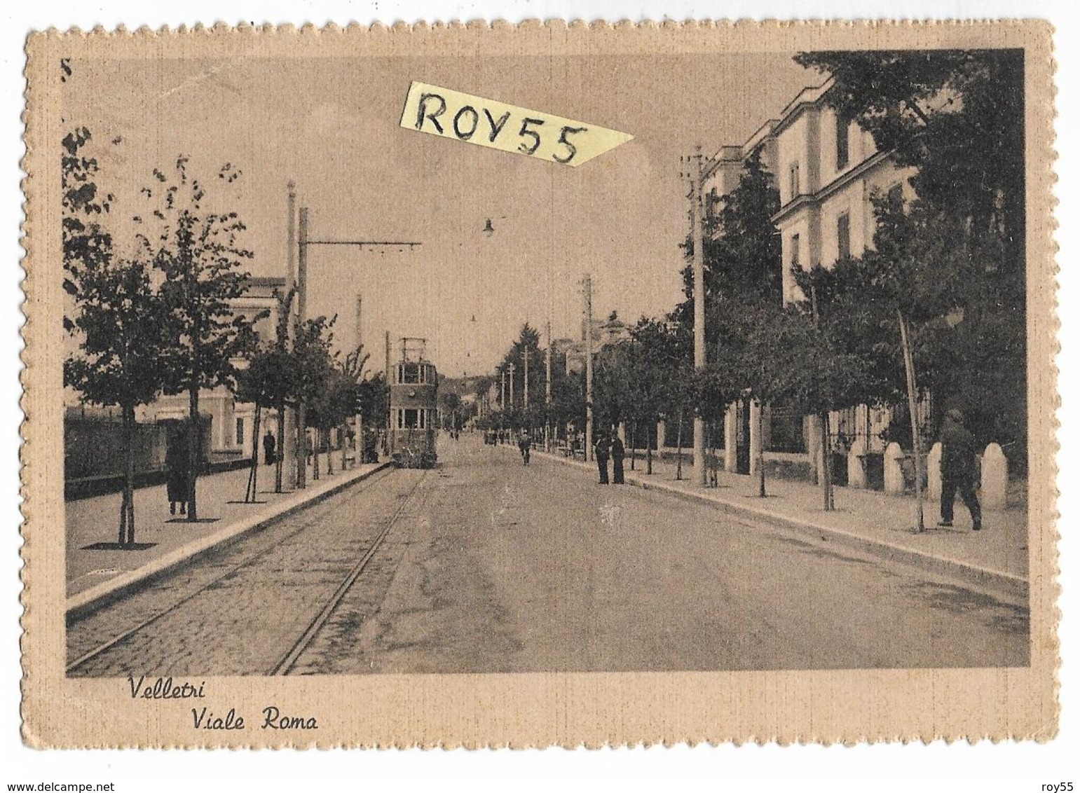 Lazio-velletri Viale Roma Anni 40 Veduta Vecchio Tram Castelli Romani A Due Piani  Linea Ferroviaria Non Piu Esistente - Velletri