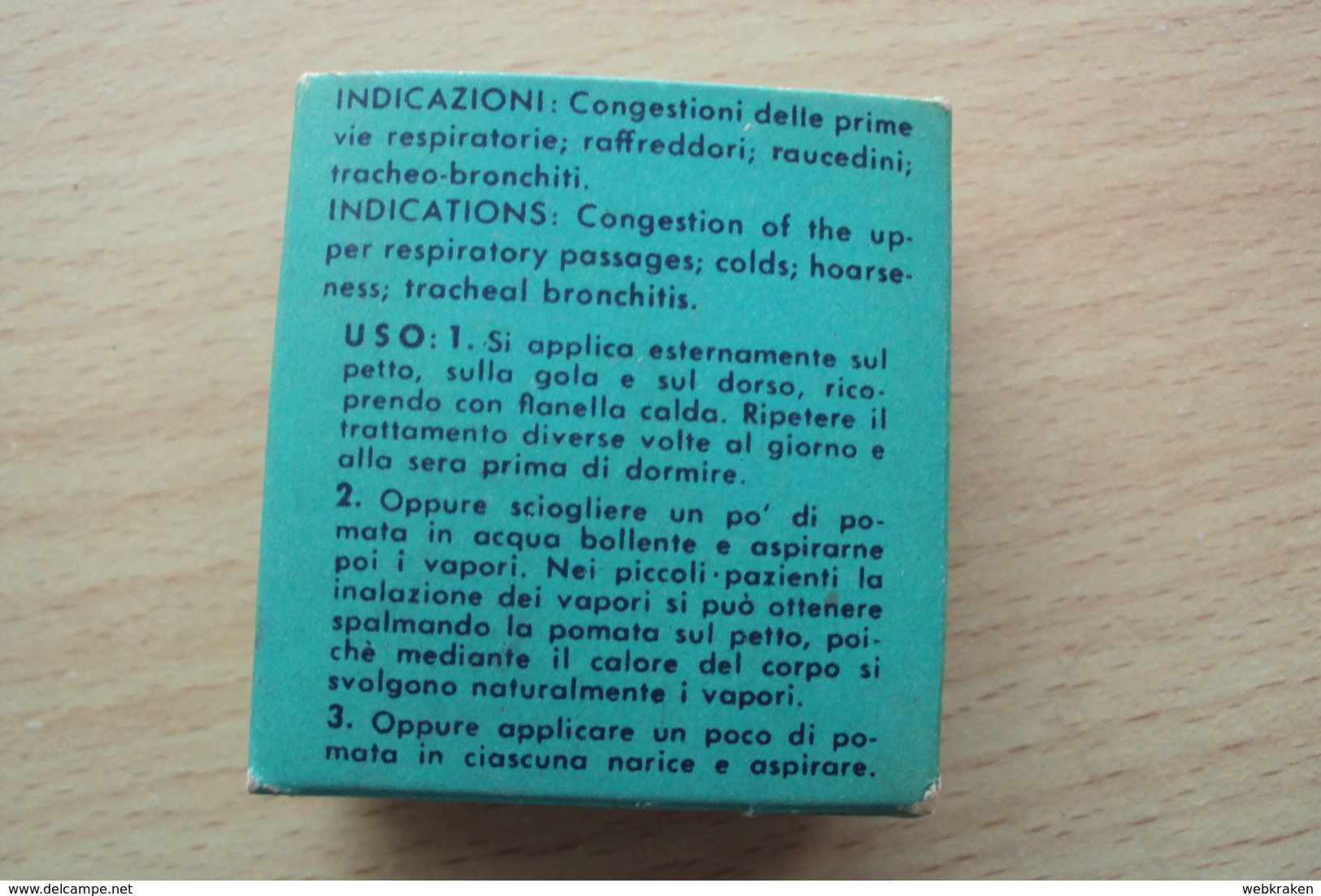 VECCHIA SCATOLETTA SCATOLA DI CARTA E DI LATTA PICCOLA FARMACIA MEDICINE VICKS VAPORUB PIACENZA STUPENDA cm. 6x6