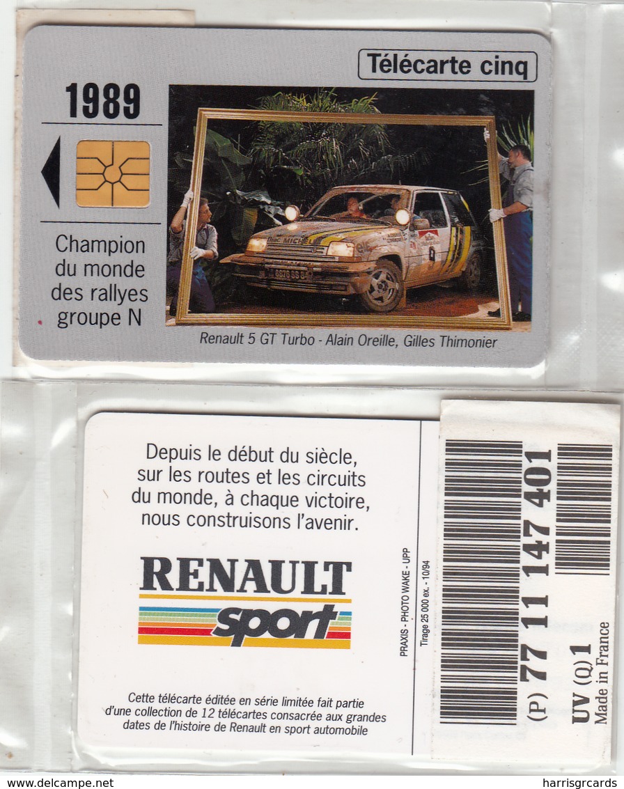 FRANCE - Renault 1989, 5U ,tirage 25.000, 10/94, Mint - Privat