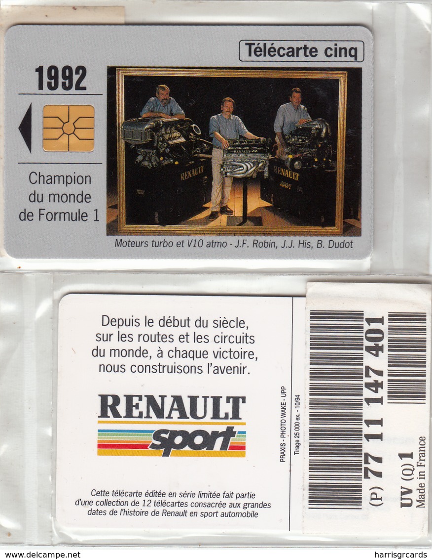 FRANCE - Renault 1992, 5U ,tirage 25.000, 10/94, Mint - Privat