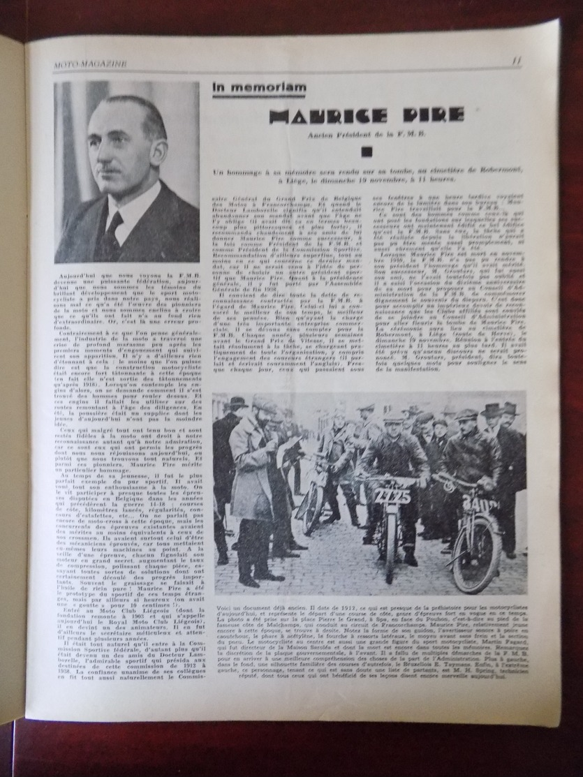 Moto Magazine N° 35 Maurice Pire - Mariage Motocycliste à Molenbeek - Magnéto Basse Tension - Auto/Moto