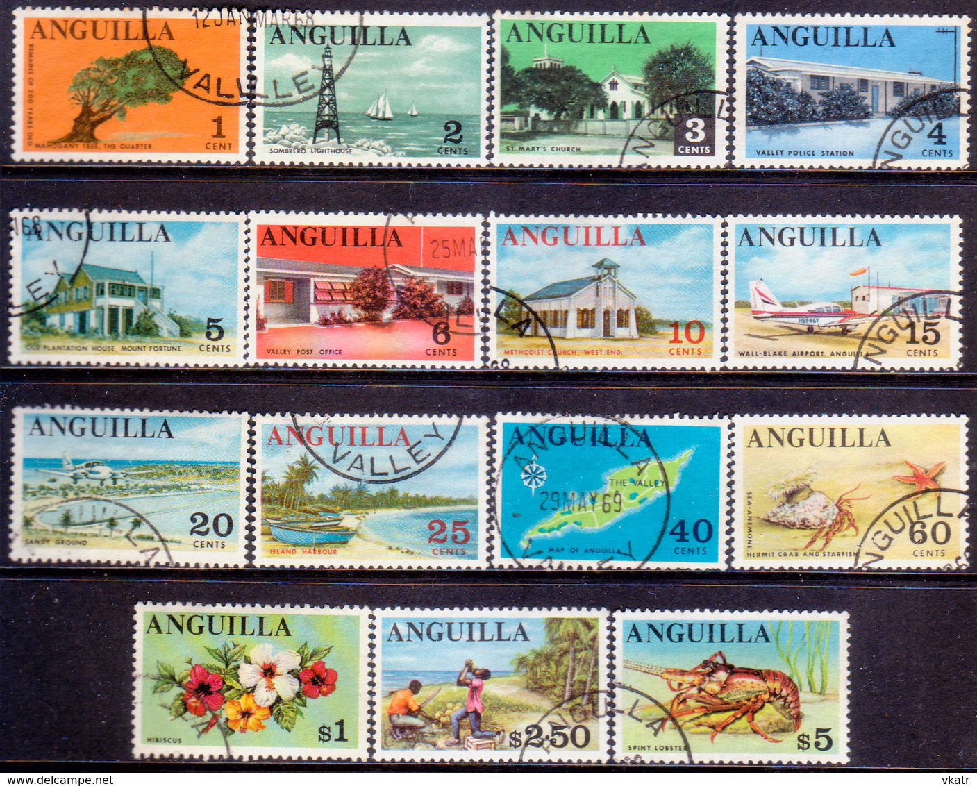 Anguilla 1967-68 SG #17-31 Compl.set Used - Anguilla (1968-...)