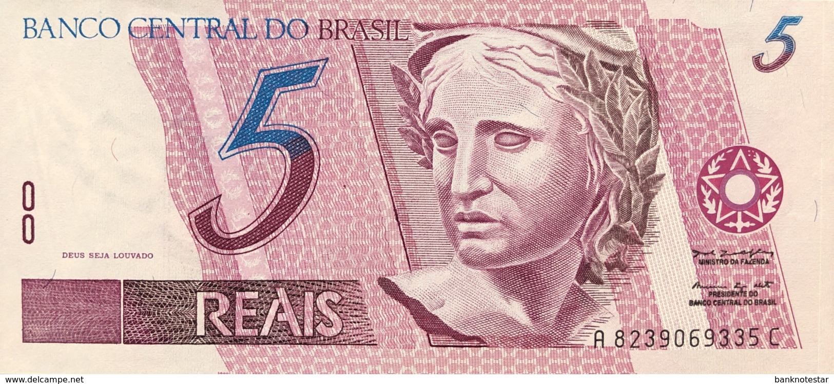 Brazil 5 Reais, P-244Ad (1997) - UNC - Sign. 39! - Brésil