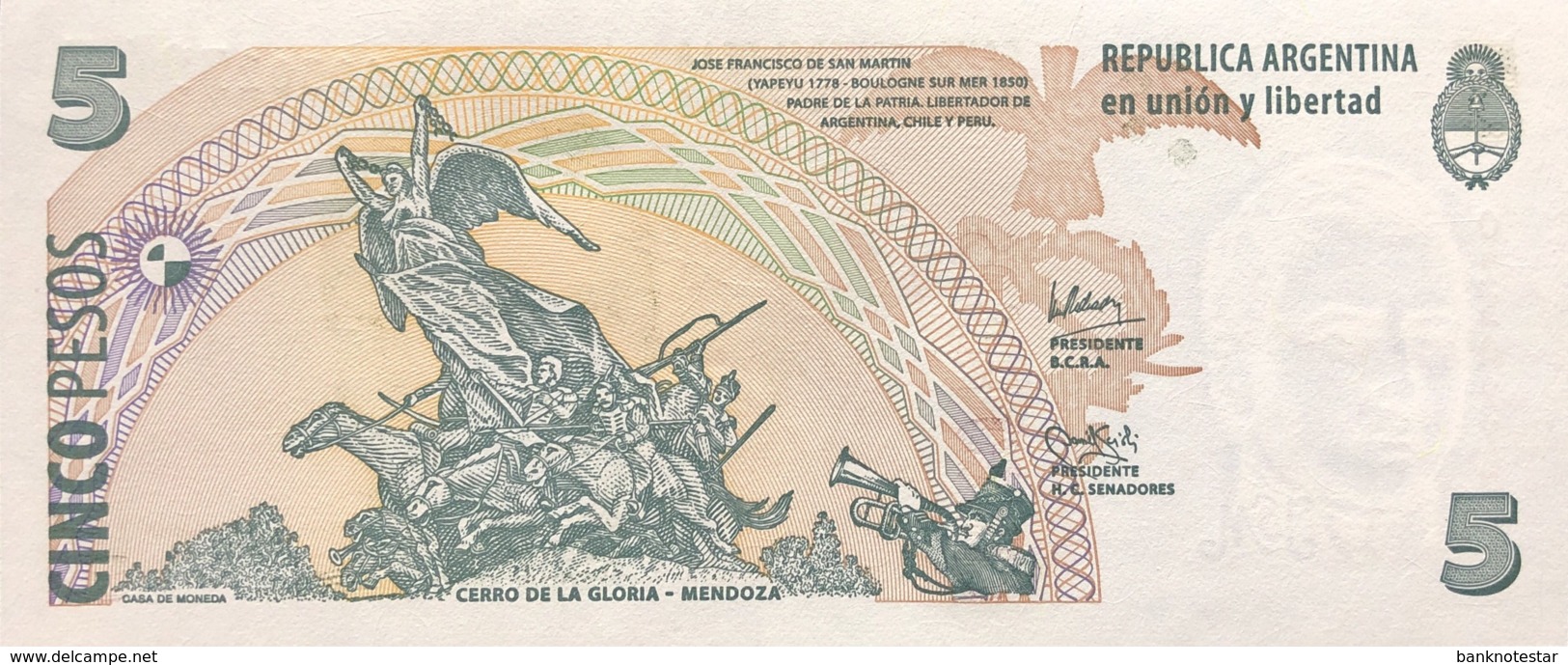 Argentina 5 Pesos, P-353a (2003) - UNC - Serie E - Argentinien