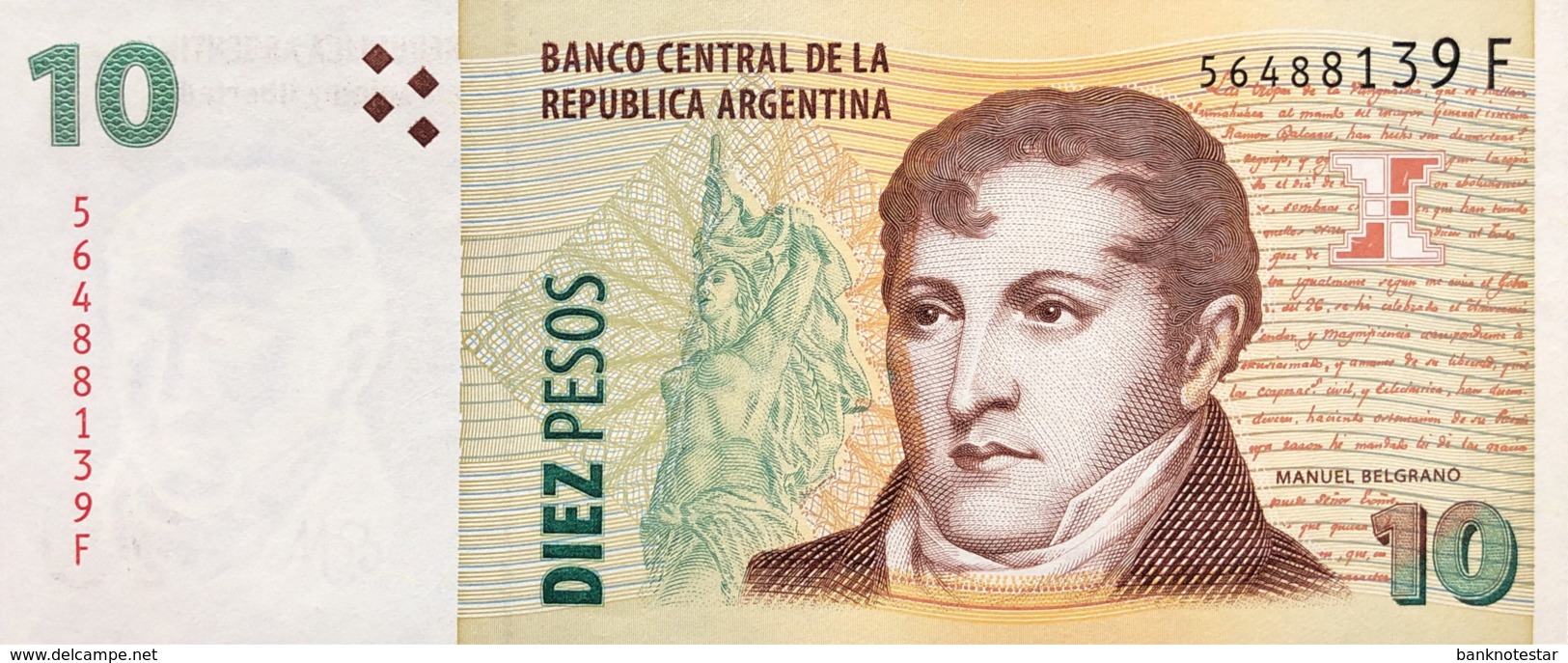 Argentina 10 Pesos, P-354a (2003) - UNC - Scarce Series F! - Argentinien