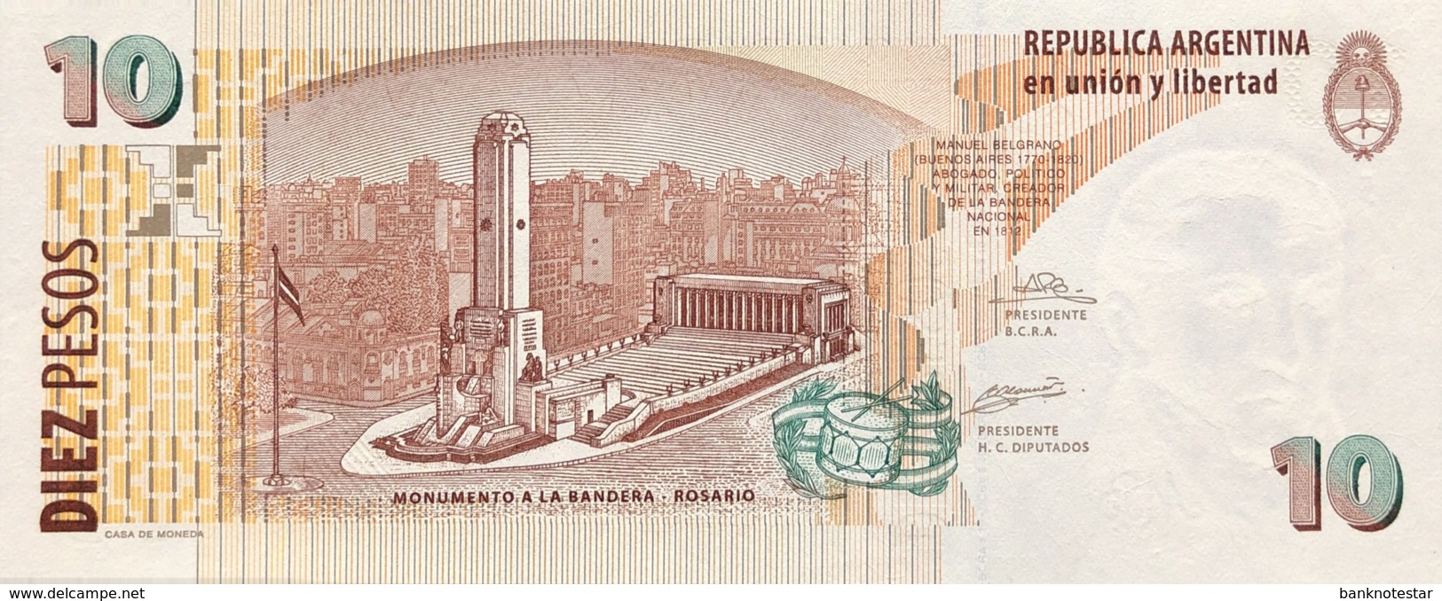 Argentina 10 Pesos, P-354a (2003) - UNC - Scarce Series F! - Argentinien