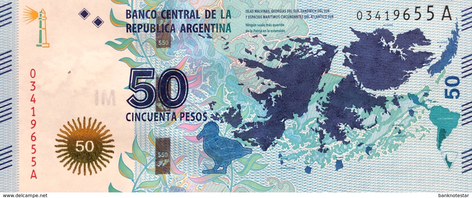 Argentina 50 Pesos, P-362 (2015) - UNC - Falkland War Banknote - Argentinien