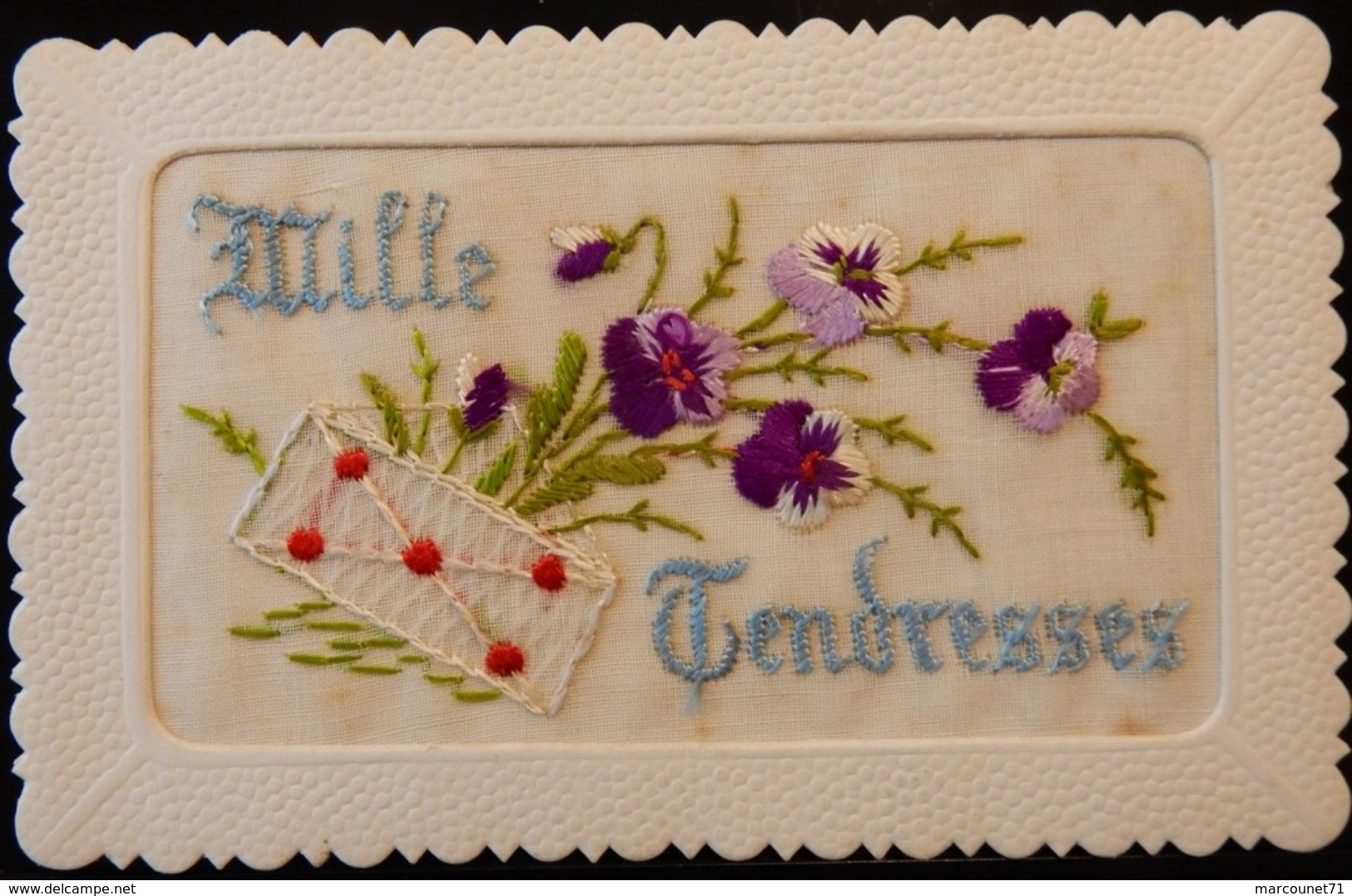 CARTE POSTALE CPA MILLE TENDRESSES BRODÉE 1925 - Brodées