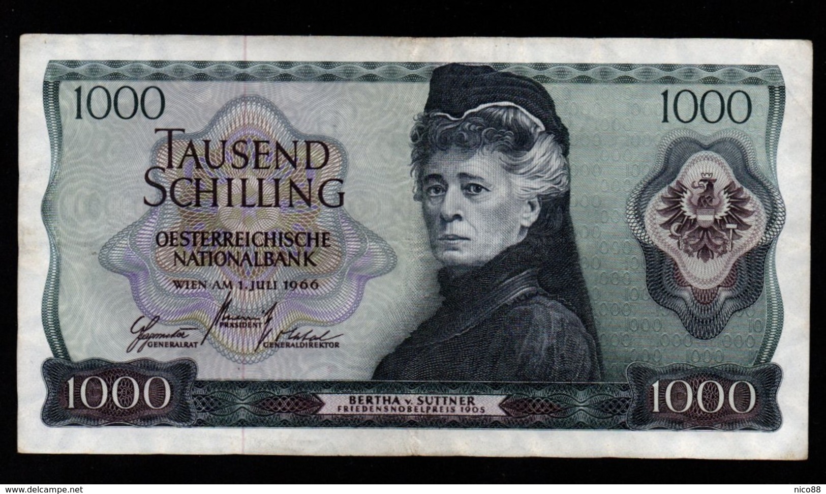 Billet De 1000 Schilling Banque Nationale D 'Autriche Du 1.07.1966 Pick : 147 A - Austria