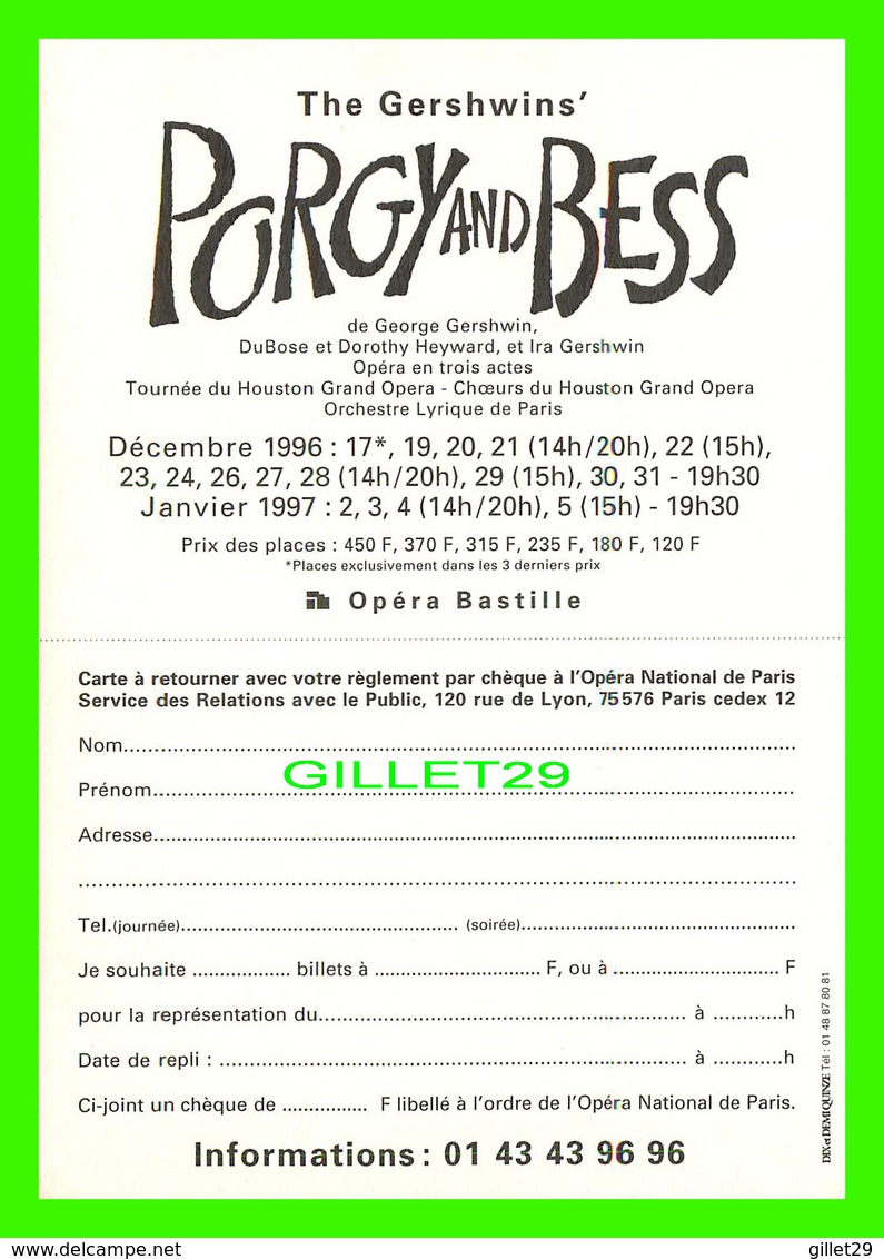 ADVERTISING - PUBLICITÉ DE MUSIQUES - OPERA NATIONAL DE PARIS - THE GERSHWINS PORGY AND BESS IN 1997 - - Publicité