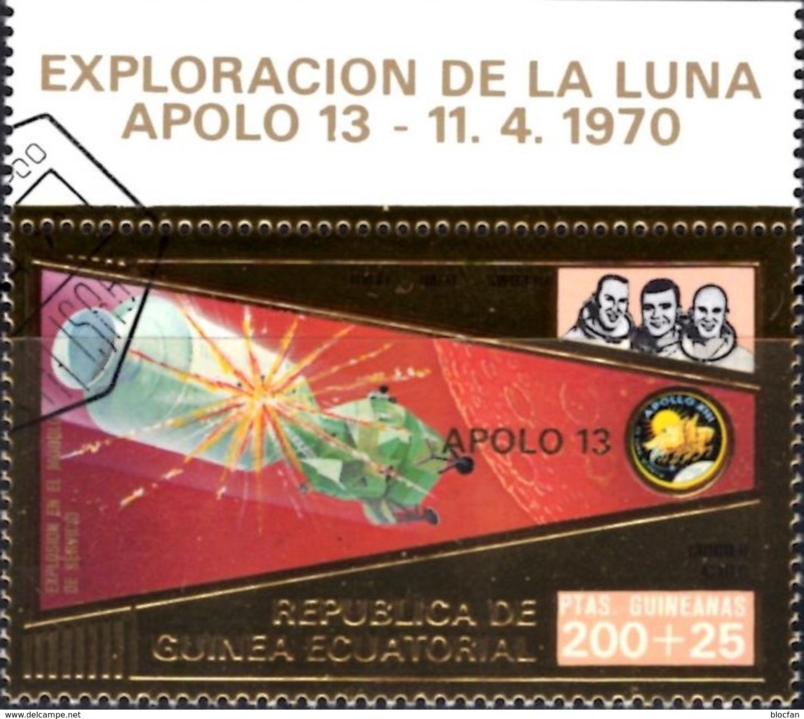 Apollo 13 Mondflug 1970 Äquator.Guinea 227+Block 61 O 18€ Astronauten-crew Gold Bloc S/s Space Sheets Bf Ecu.Guinee - Guinée Equatoriale