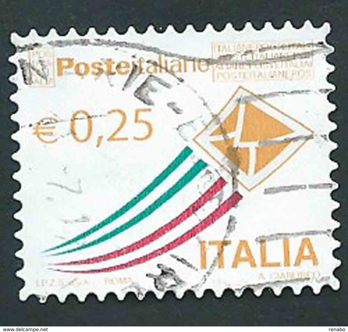 Italia 2013; Posta Italiana € 0,25, Serie Ordinaria Detta "busta Che Vola" - 2011-20: Usati