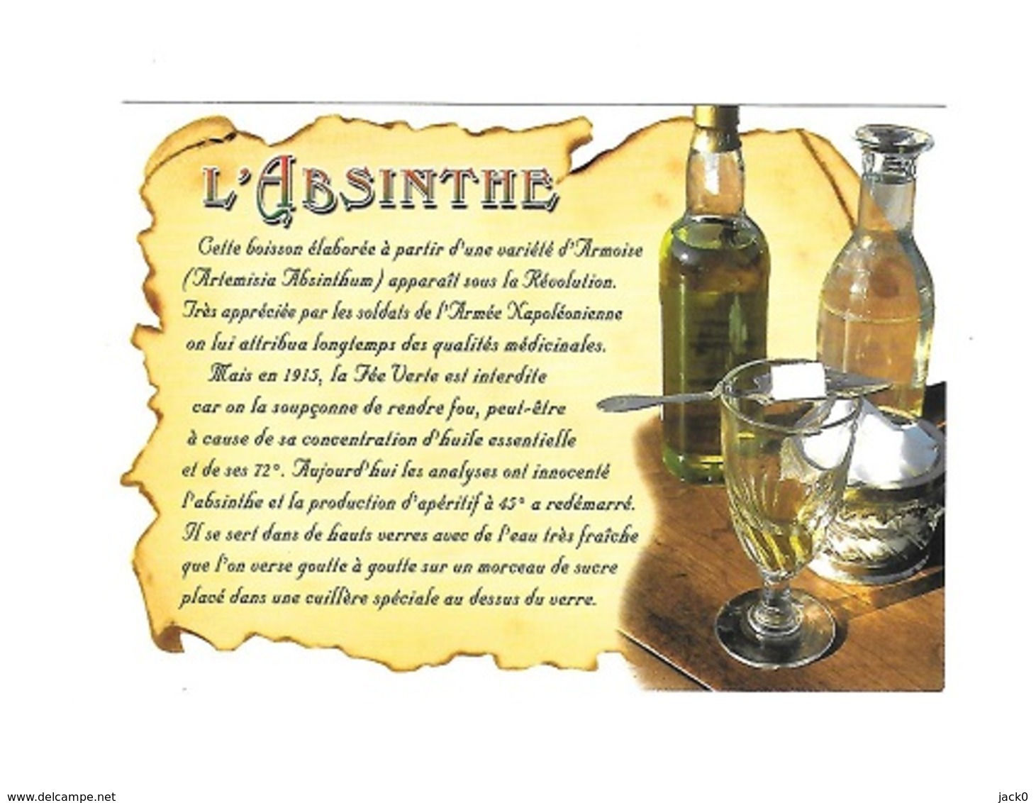 * Carte Postale  Neuve  Boisson  L' ABSINTHE - Publicité