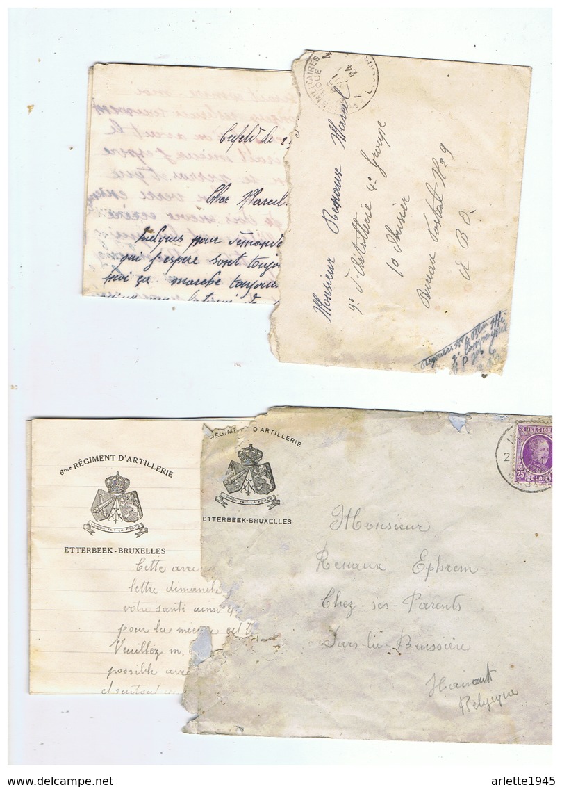 ARMEE BELGE CORRESPONDANCE MILITAIRE DE SARS LA BUISSIERE 1924 - 1914-18