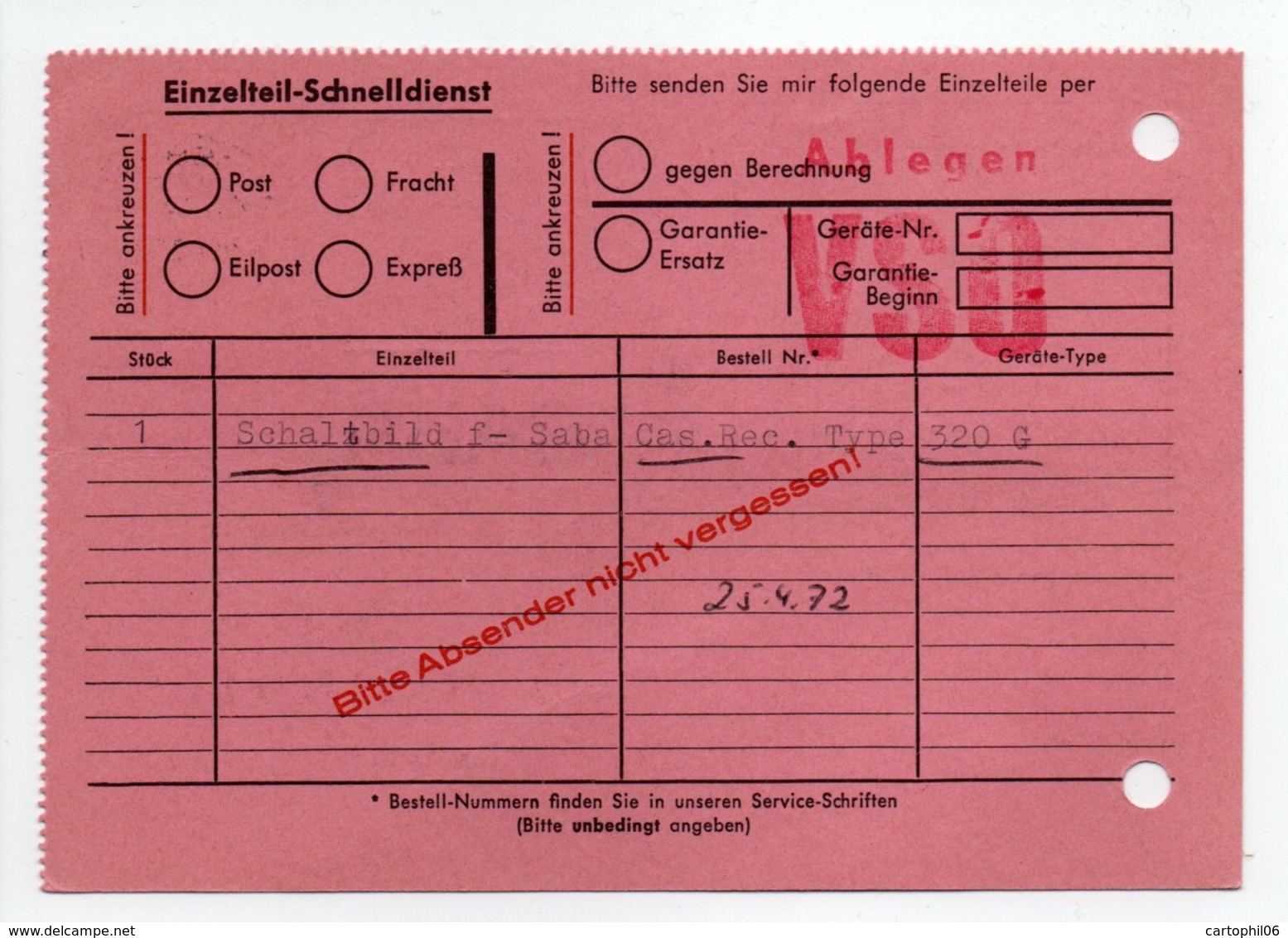 - POSTKARTE AUGSBURG Pour VILLINGEN (Allemagne) 20.4.1972 - A ETUDIER - - Covers & Documents