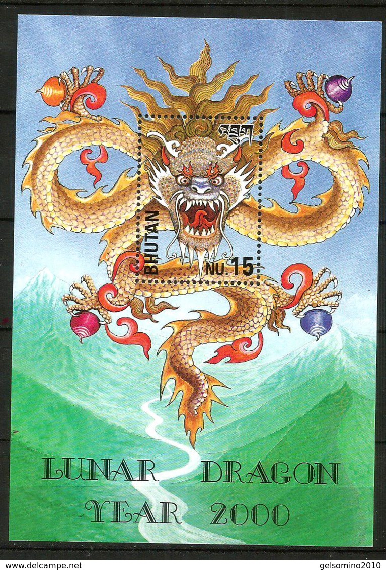 2000 BHUTAN  Anno Del Dragone  Foglietto Nuovo  ** MNH Bellissimo - Bhutan