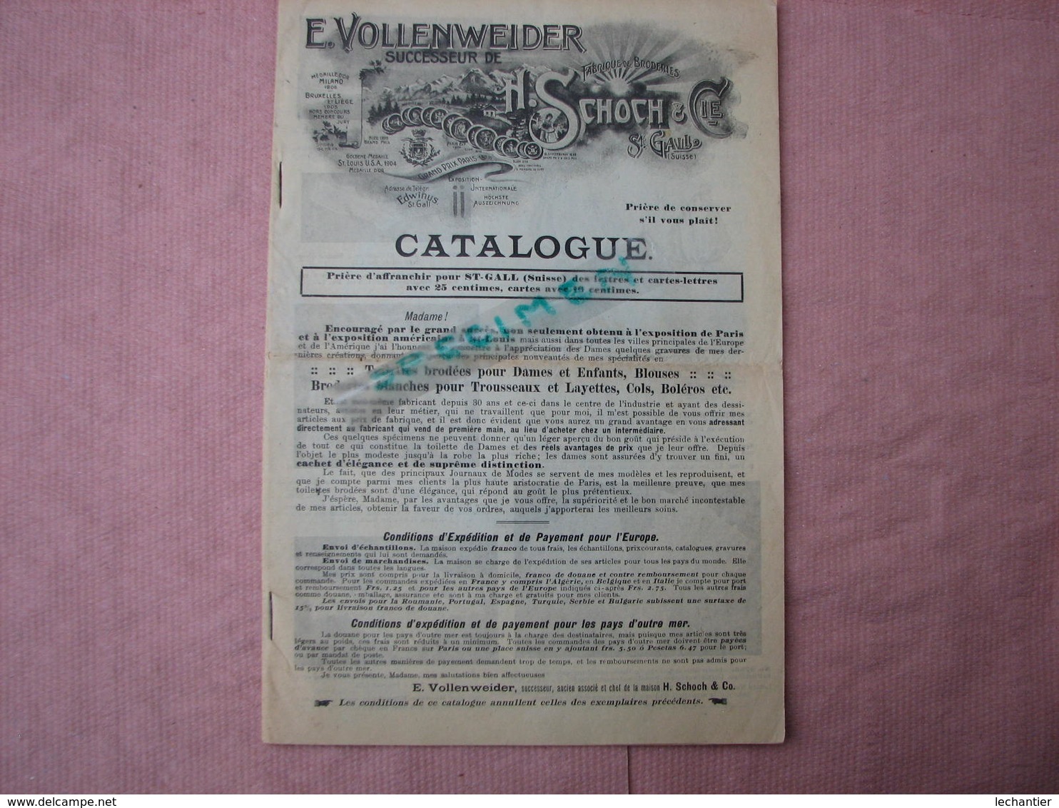 Rare Catalogue Français-Allemand Mode Et Broderies Ets. VOLLENWEIDER  St. Gall En Suisse Voir Photos TBE - Vestiario & Tessile