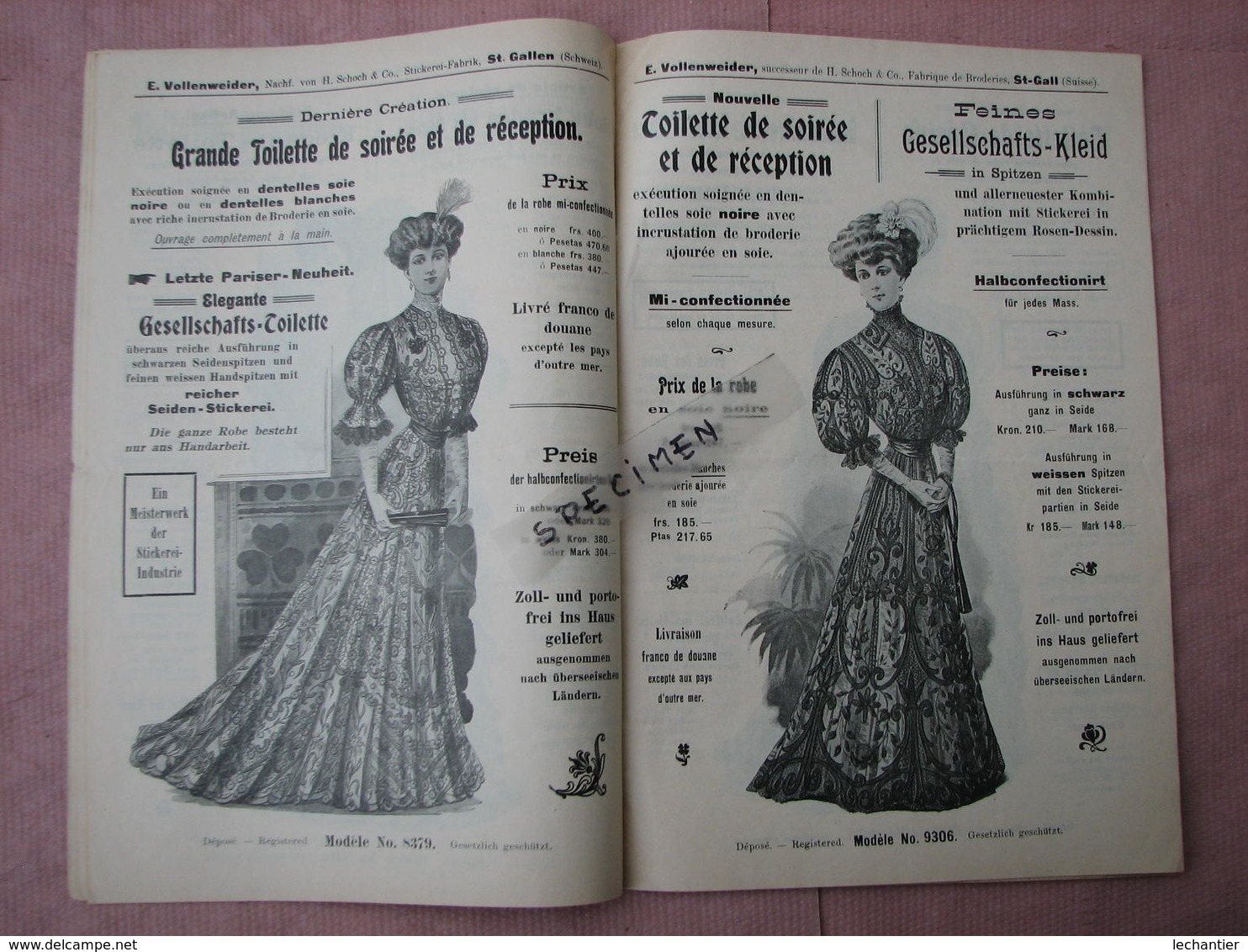 Rare Catalogue Français-Allemand Mode Et Broderies Ets. VOLLENWEIDER  St. Gall En Suisse Voir Photos TBE - Kleidung & Textil