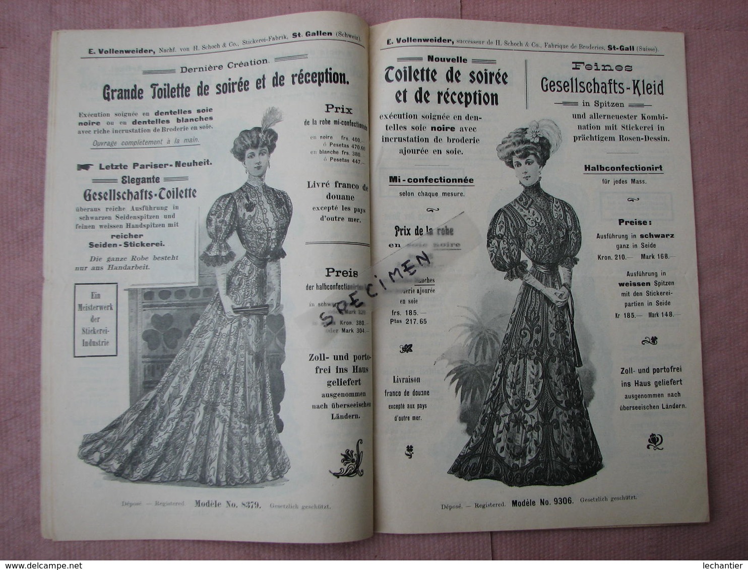 Rare Catalogue Français-Allemand Mode Et Broderies Ets. VOLLENWEIDER  St. Gall En Suisse Voir Photos TBE - Textile & Vestimentaire