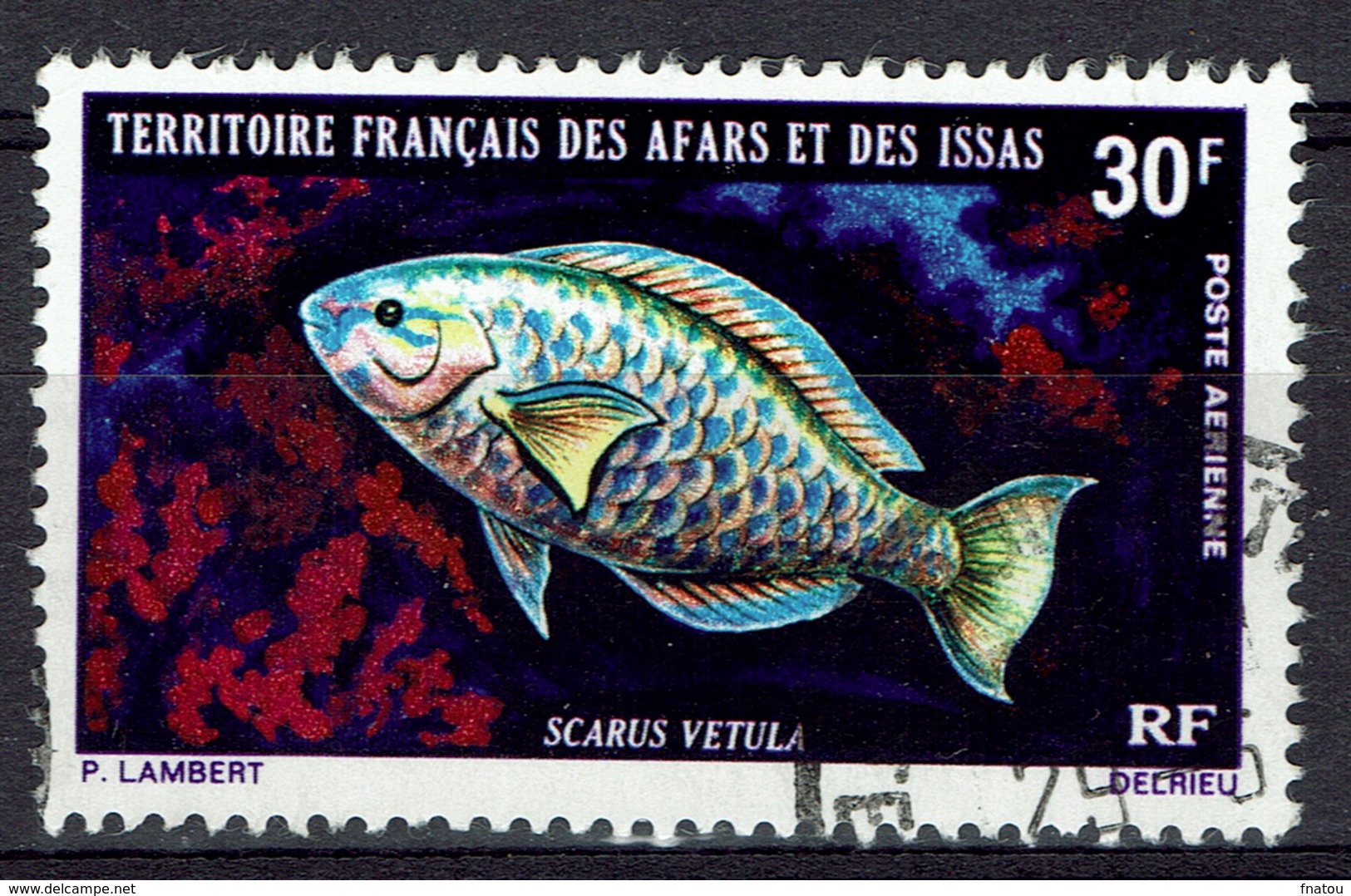 Afars & Issas (French Djibouti), Fish, Scarus Vetula, 1971, VFU  Airmail - Oblitérés