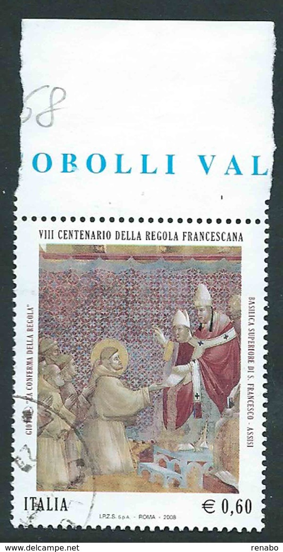 Italia 2008; Anniversario Della Regola Francescana, Bordo Superiore. - 2001-10: Usati