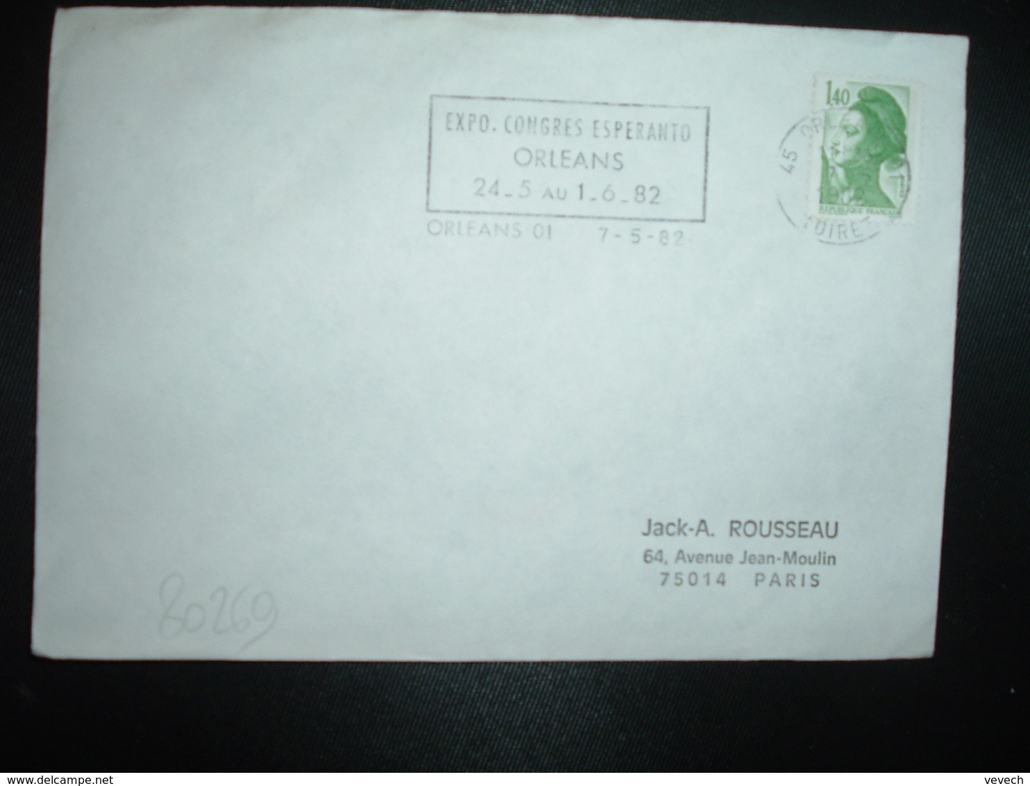 LETTRE TP FRANCE LIBERTE 1,40 OBL.MEC.7-5 1982 45 ORLEANS 01 LOIRET EXPO. CONGRES ESPERANTO ORLEANS 24-5 AU 1-6-82 - Esperanto