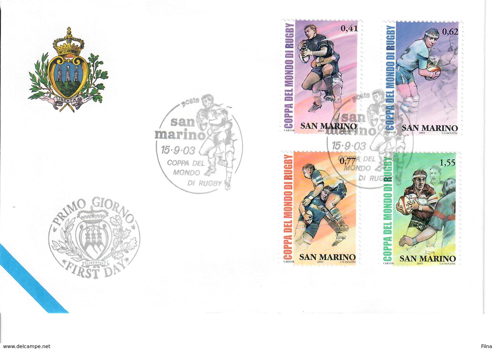 SAN MARINO 2003 - COPPA DEL MONDO DI RUGBY 2003- FDC - FDC