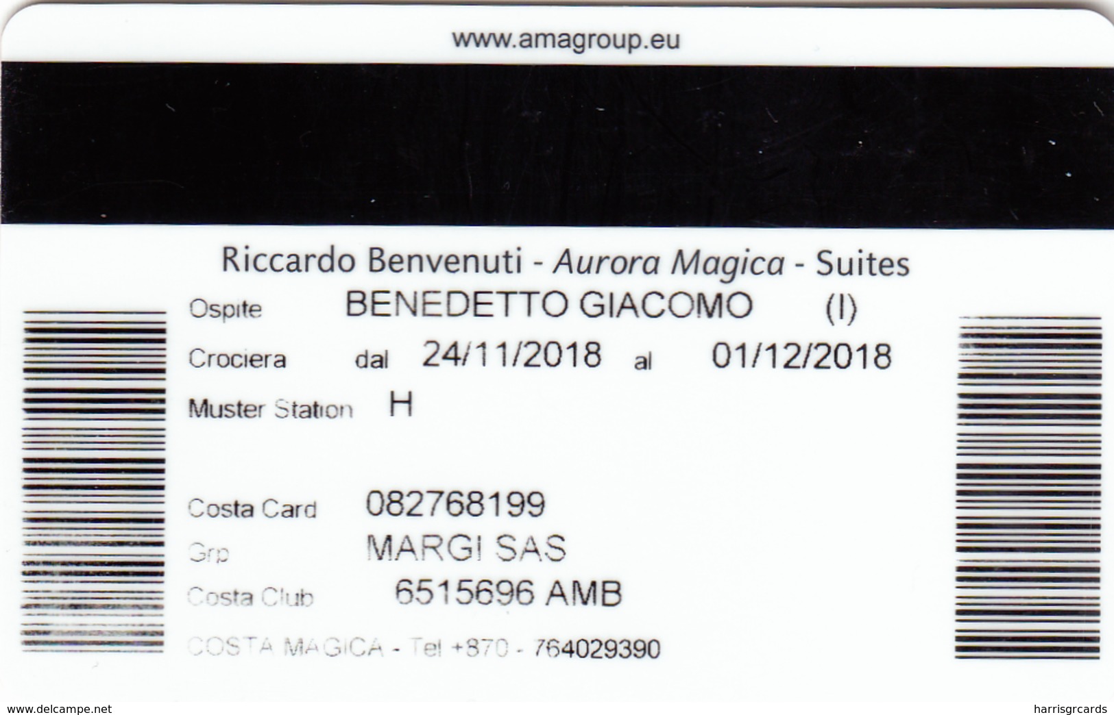 ITALY Cabin Keycard - COSTA MAGICA , Ambra, Used - Cartes D'hotel