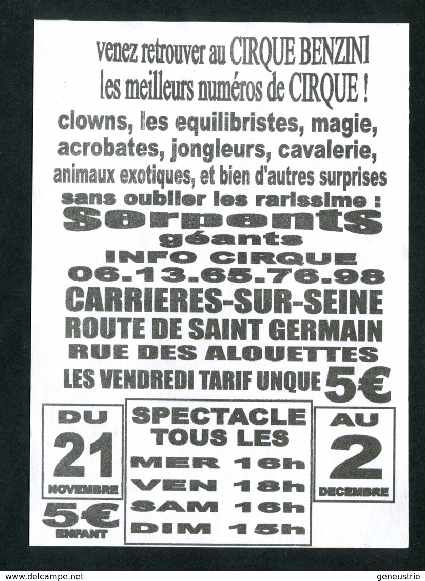 Publicité Flyer Clown - Cirque "Circus Krone / Cirque Benzini / Carrières-sur-Seine" - Programmes