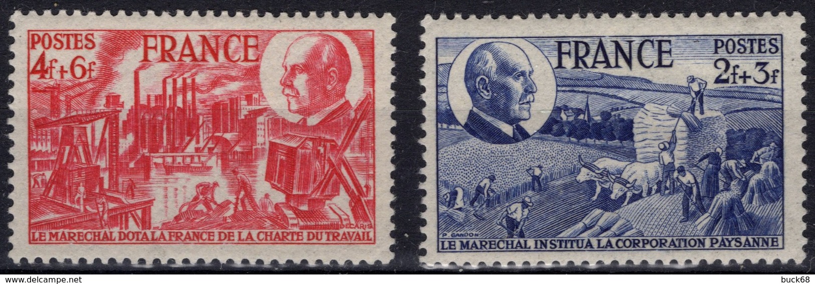 FRANCE 607 Et 608 ** MNH Buste Du Maréchal PETAIN Etat Français - 1941-42 Pétain