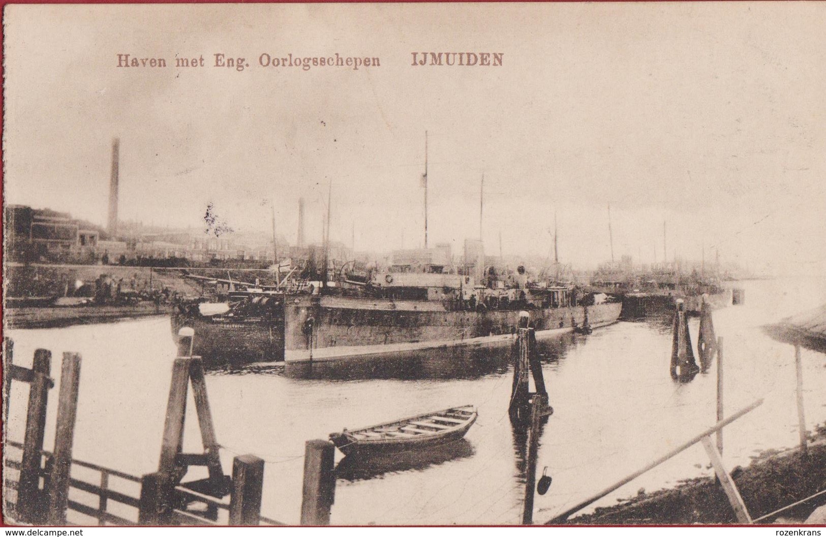 Ijmuiden Velsen Haven Met Engelse Oorlogsschepen 1920 English War Vessel Warship Oorlogsbodem - IJmuiden