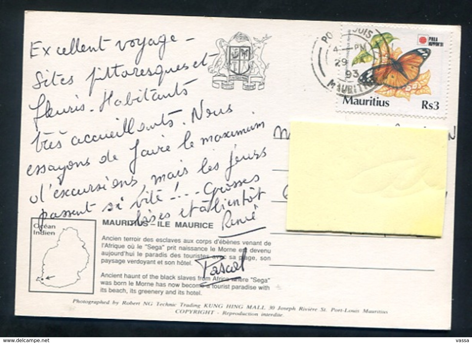 MAURITIUS  - LE MORNE . Franked With Stamp Butterfly. Papillon - Maurice - Maurice