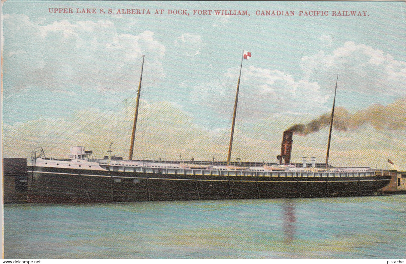 Upper Lake S.S. Alberta  At Dock - Fort William Canada - Boat Steamboat - 2 Scans - Other & Unclassified