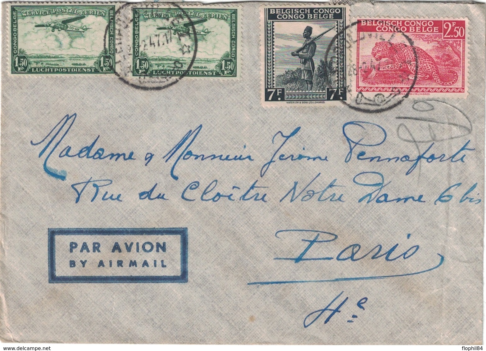 CONGO BELGE - LEOPOLDVILLE - LE 28-2-1947 - BEL AFFRANCHISSEMENT POUR LA FRANCE. - Storia Postale