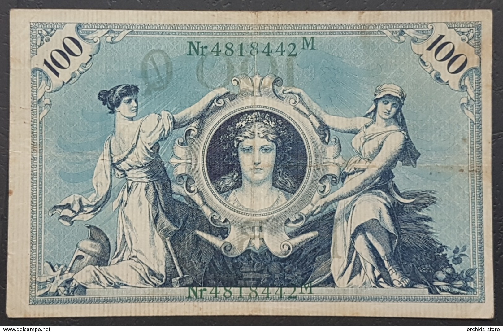 EBN12 - Germany 1908 Banknote 100 Reichsmark Pick #34 Green Seal #Nr4818442M - 100 Mark
