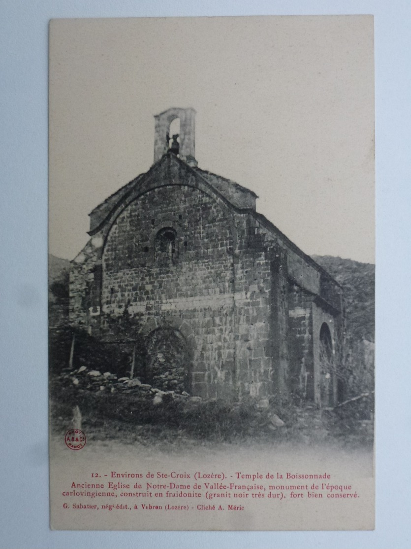 48 LOZÈRE - Environs De SAINTE-CROIX Carte En état Concours - Temple De La Boissonnade Construit En Fraidonite DEN736 - Autres & Non Classés