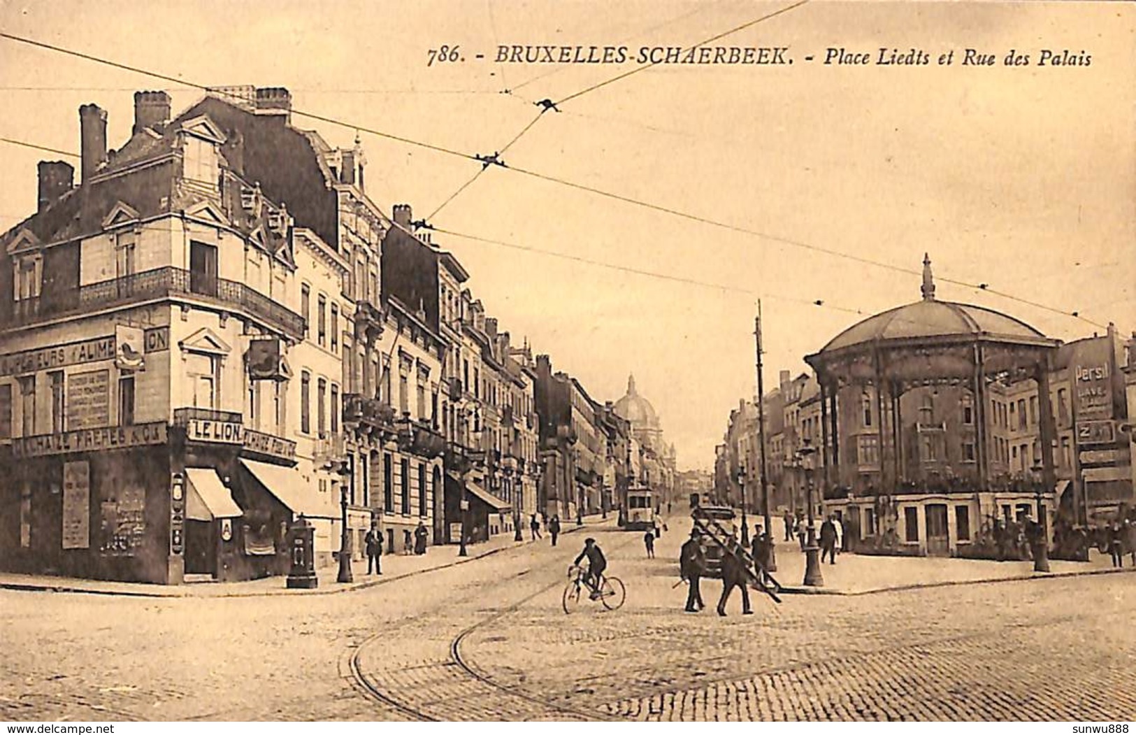 Schaerbeek - Place Liedts Et Rue Des Palais (animée, Kiosque, Tram Tramway Delhaize Le Lion) - Schaarbeek - Schaerbeek