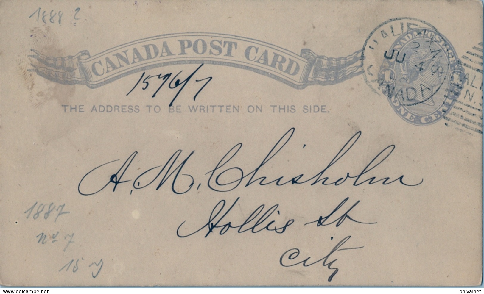 1888 , CANADÁ , ENTERO POSTAL  CIRCULADO , HALIFAX - INTERIOR - 1860-1899 Règne De Victoria