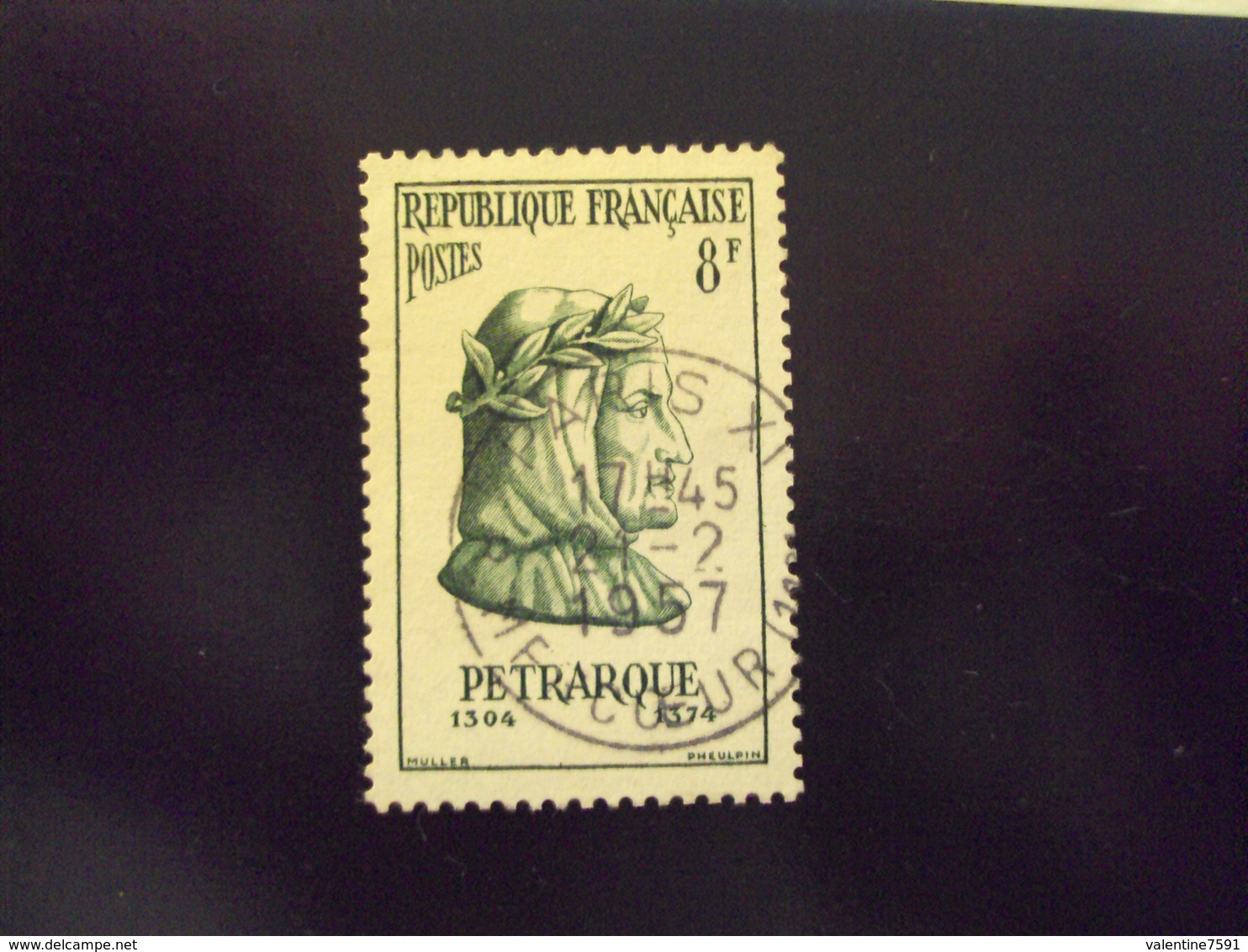 1956  Timbre Oblitéré N°1082     "   Petrarque    "     Cote   0.80   Net     0.25 - Oblitérés