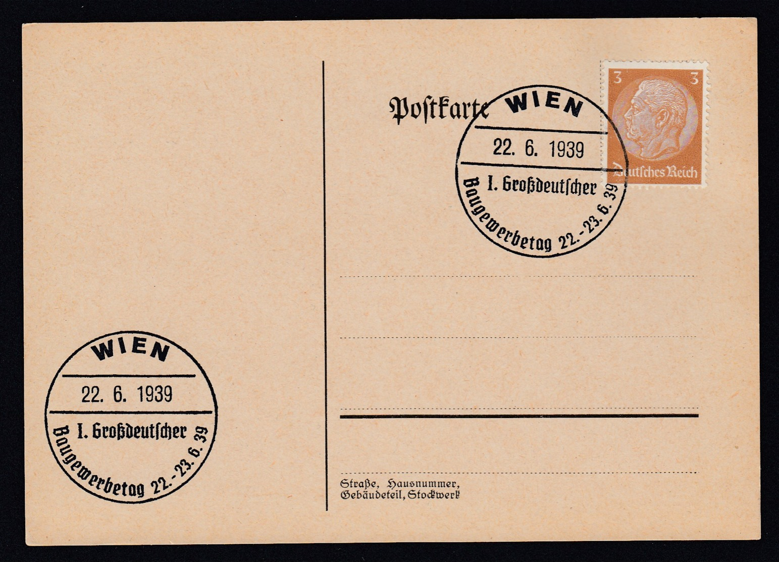 Deutsches Reich Brief Ungelaufen Sonderstempel 1939 Wien Lot 442D - Maschinenstempel (EMA)